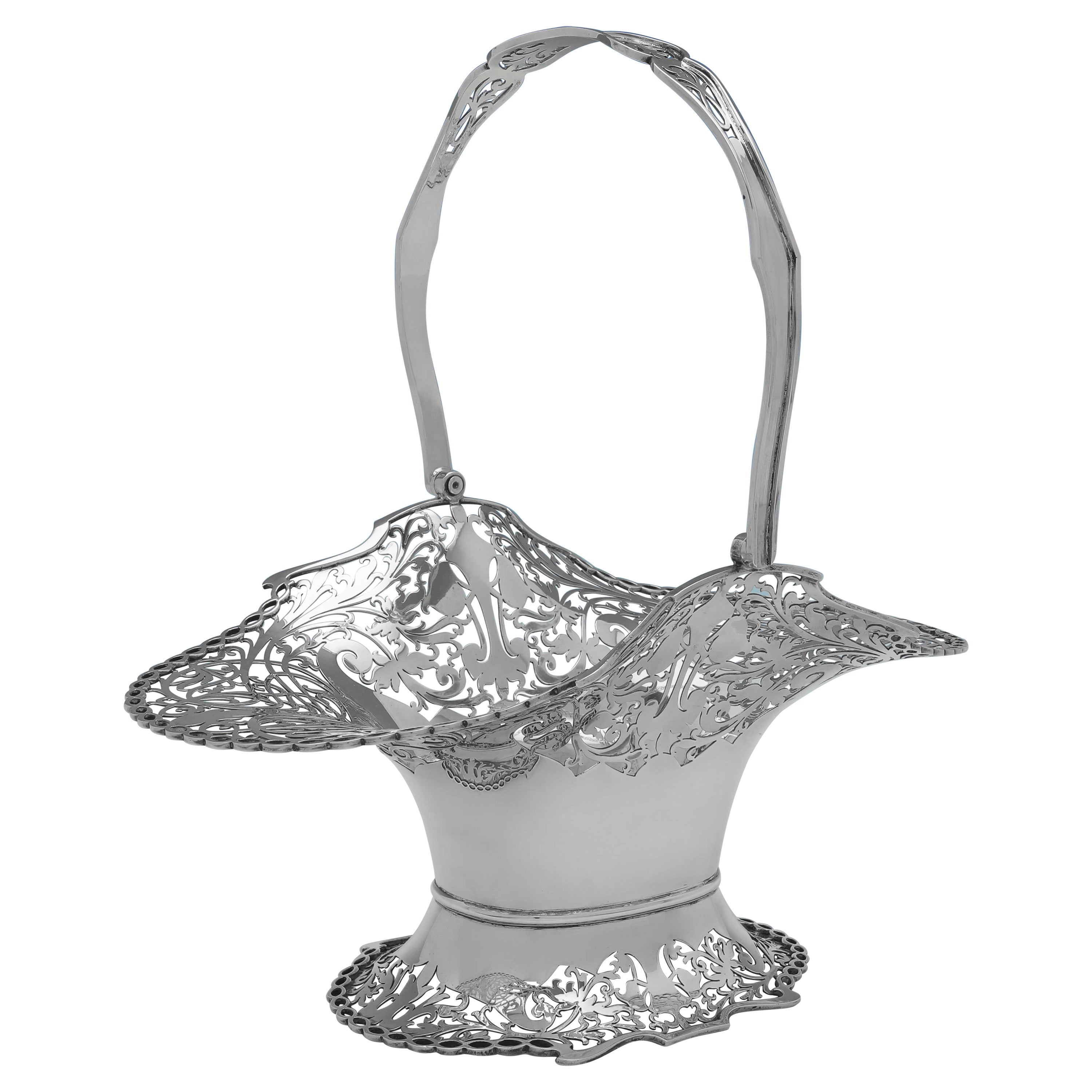 Attractive Sterling Silver Flower Basket or Centrepiece, Viner's Sheffield 1934