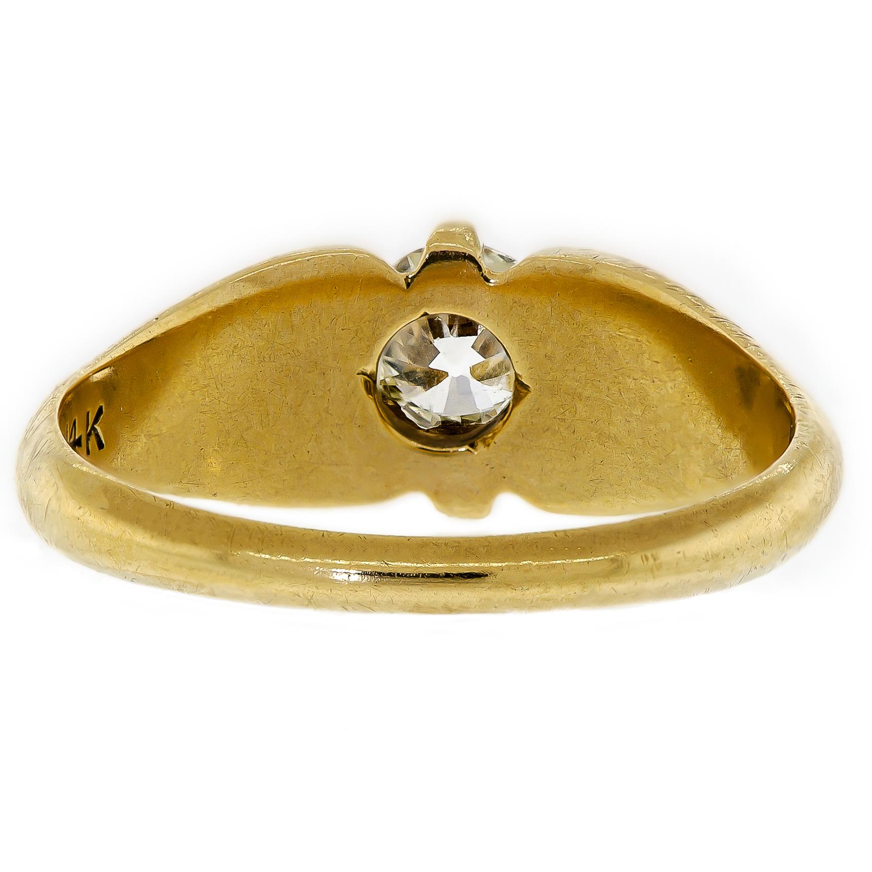 Old European Cut Attractive Victorian Circa 1895 14K Yellow Gold and Diamond Ring For Sale