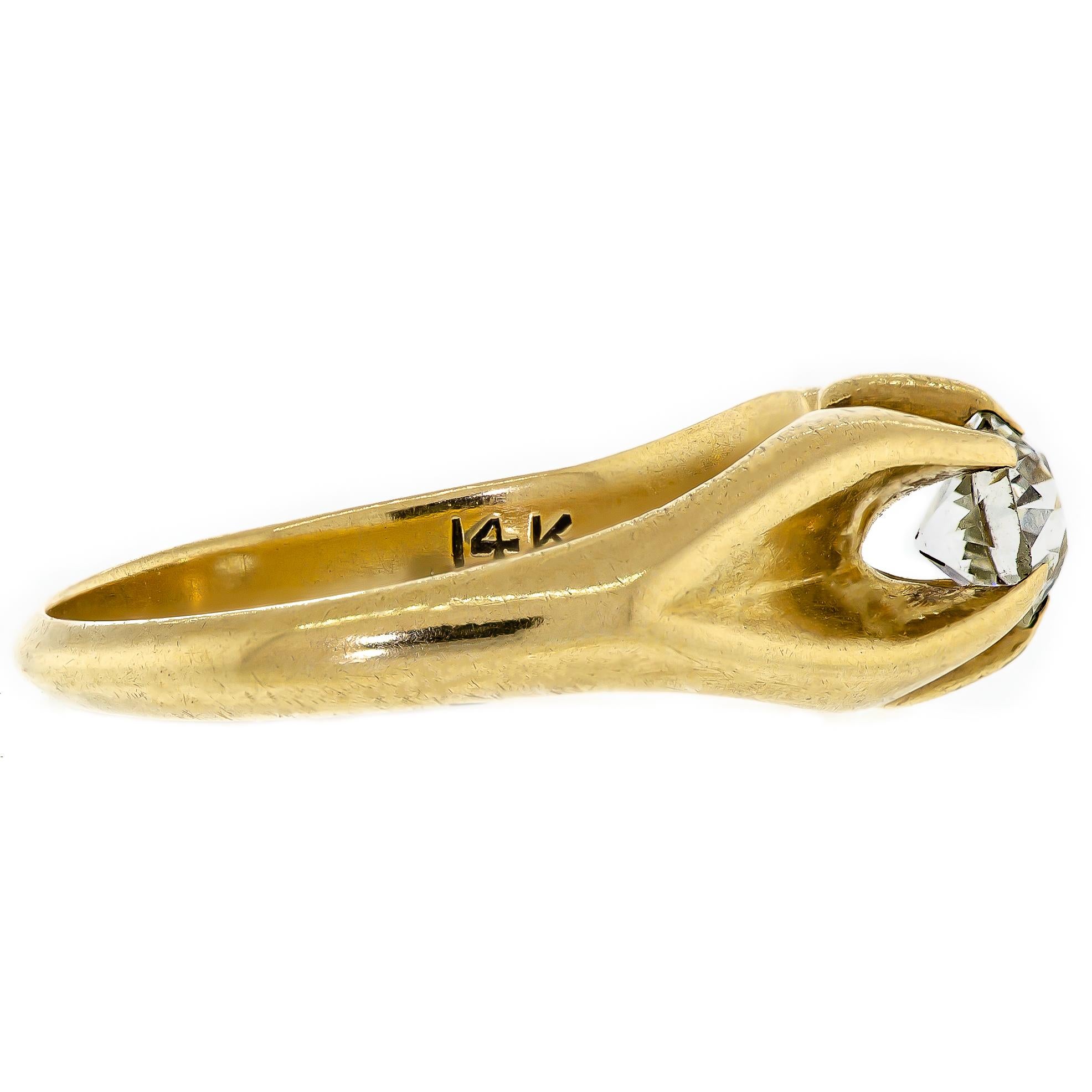 Women's or Men's Attractive Victorian Circa 1895 14K Yellow Gold and Diamond Ring For Sale