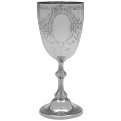 Attraktiver viktorianischer gravierter antiker Kelch aus Sterlingsilber - Sheffield 1869