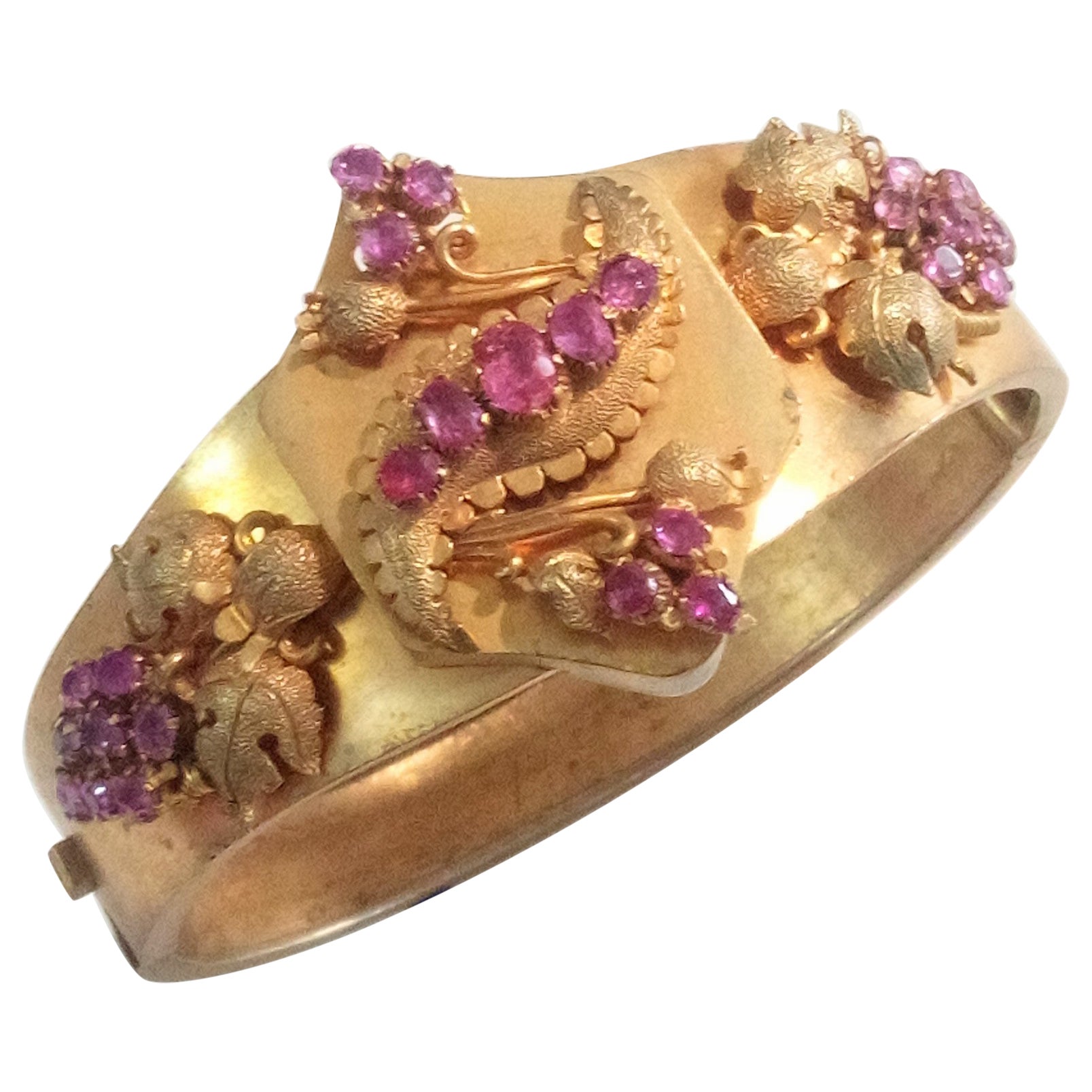 Attractive Victorian Gilt Ruby Bangle For Sale