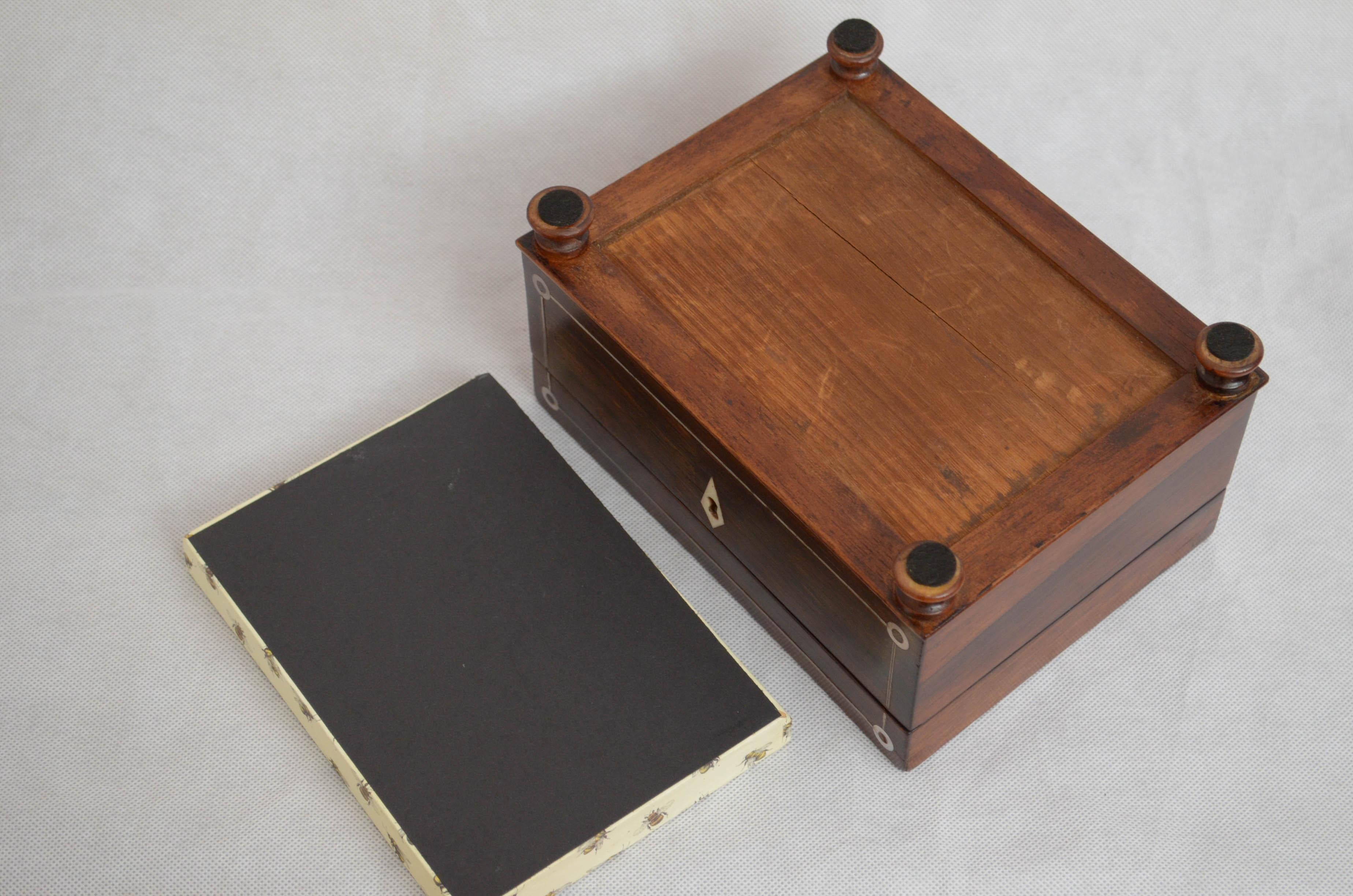 Attractive Victorian Rosewood Jewelry Box with Tray 7