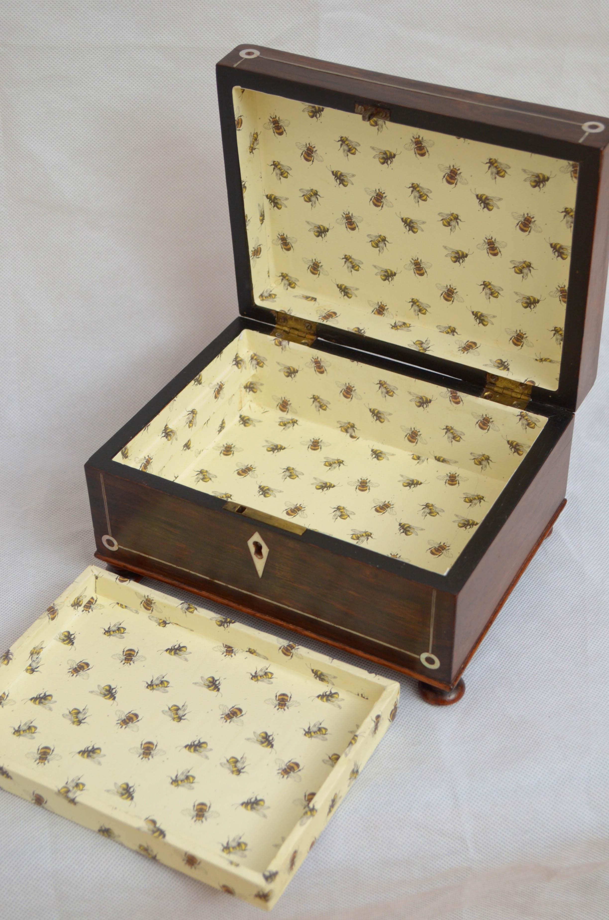 Attractive Victorian Rosewood Jewelry Box with Tray 1