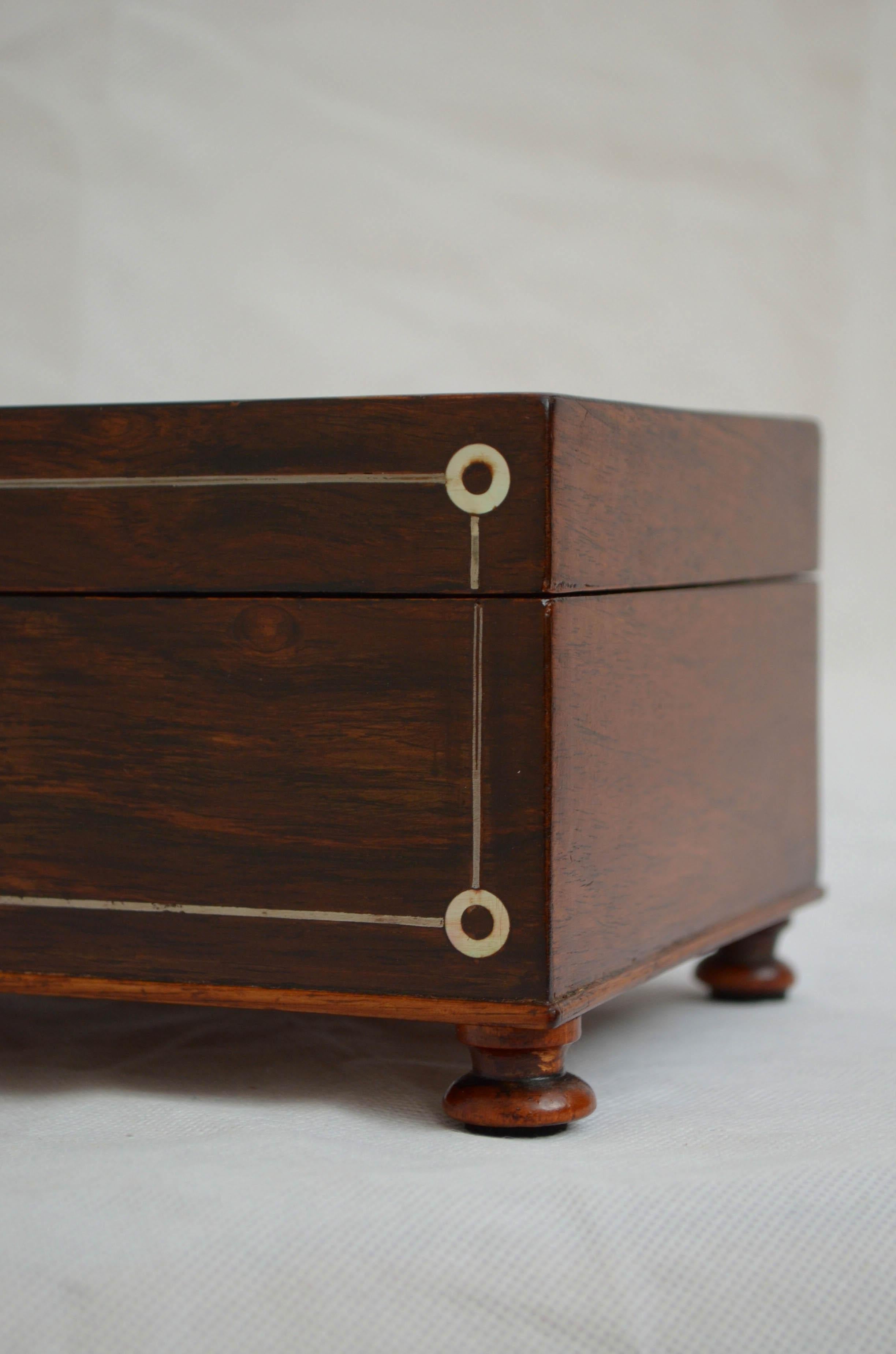 Attractive Victorian Rosewood Jewelry Box with Tray 3