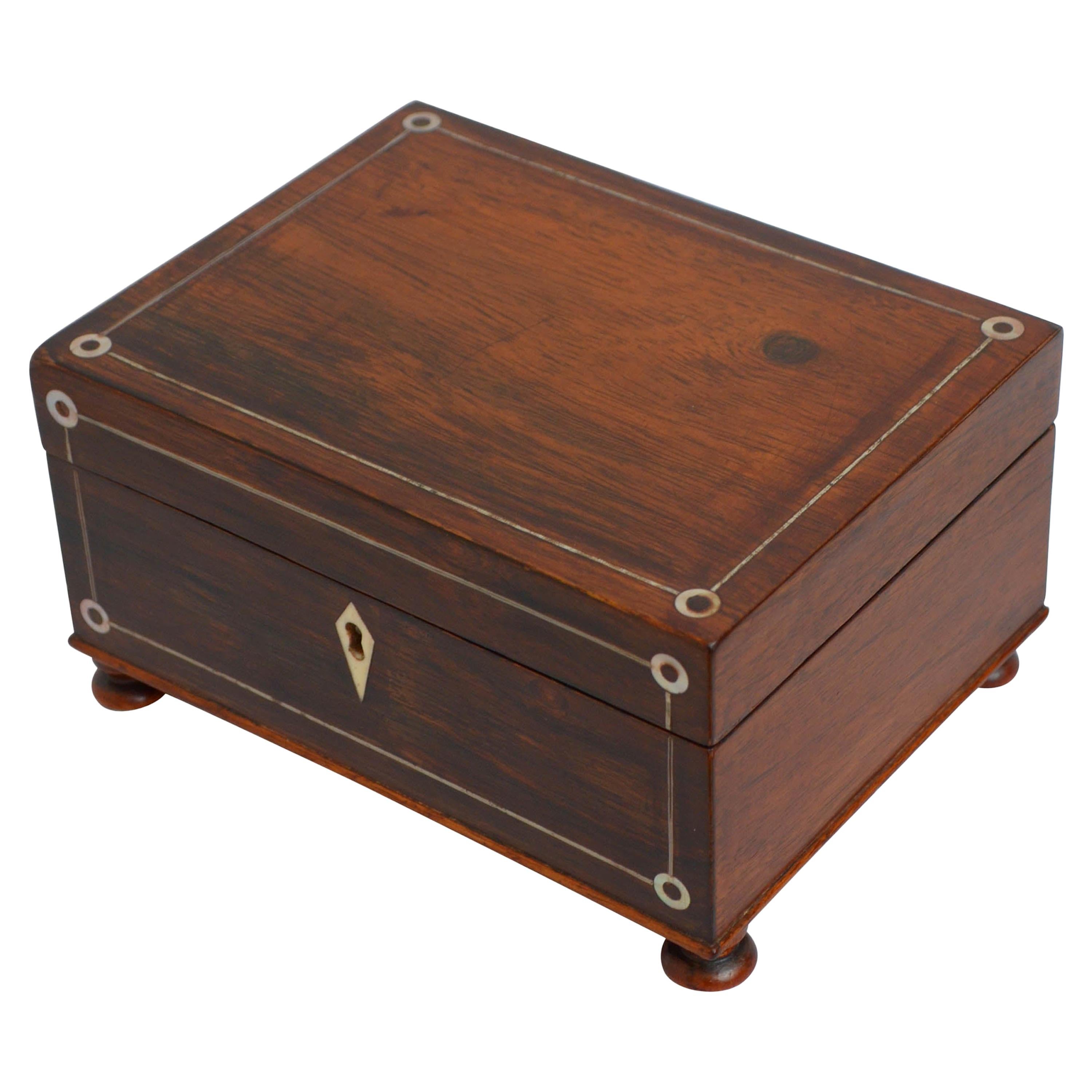Attractive Victorian Rosewood Jewelry Box with Tray