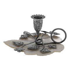 Attractive Victorian Silver & Mother of Pearl Chamberstick-Made circa 1900