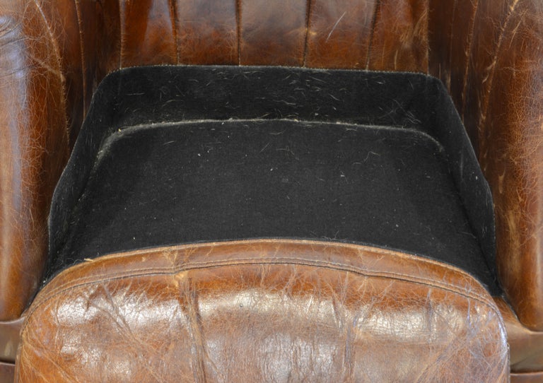 Attractive Vintage Art Deco Style Nail Head Trimmed Fan Back Leather