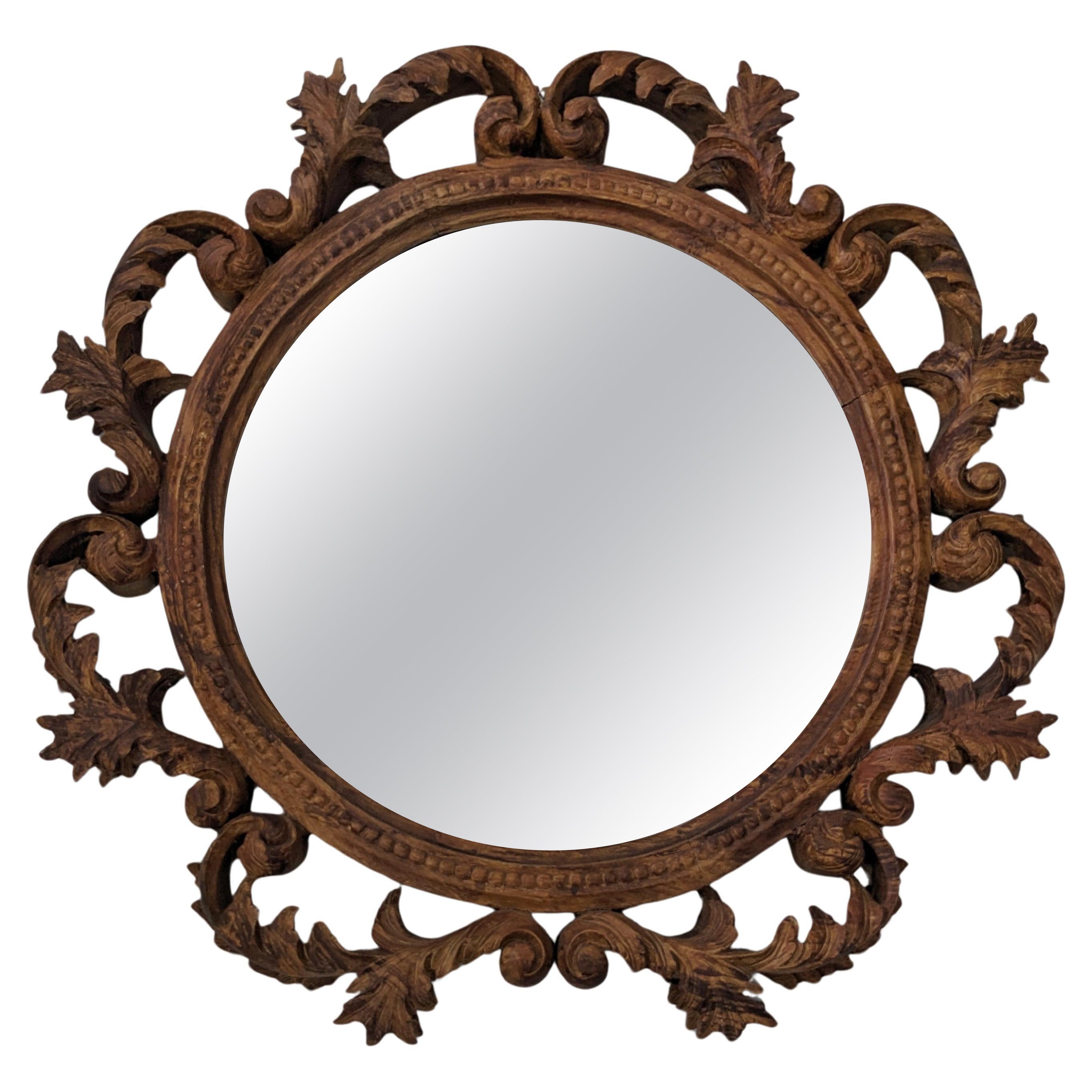 Attraente specchio in stile barocco dipinto con venature di Wood in vendita