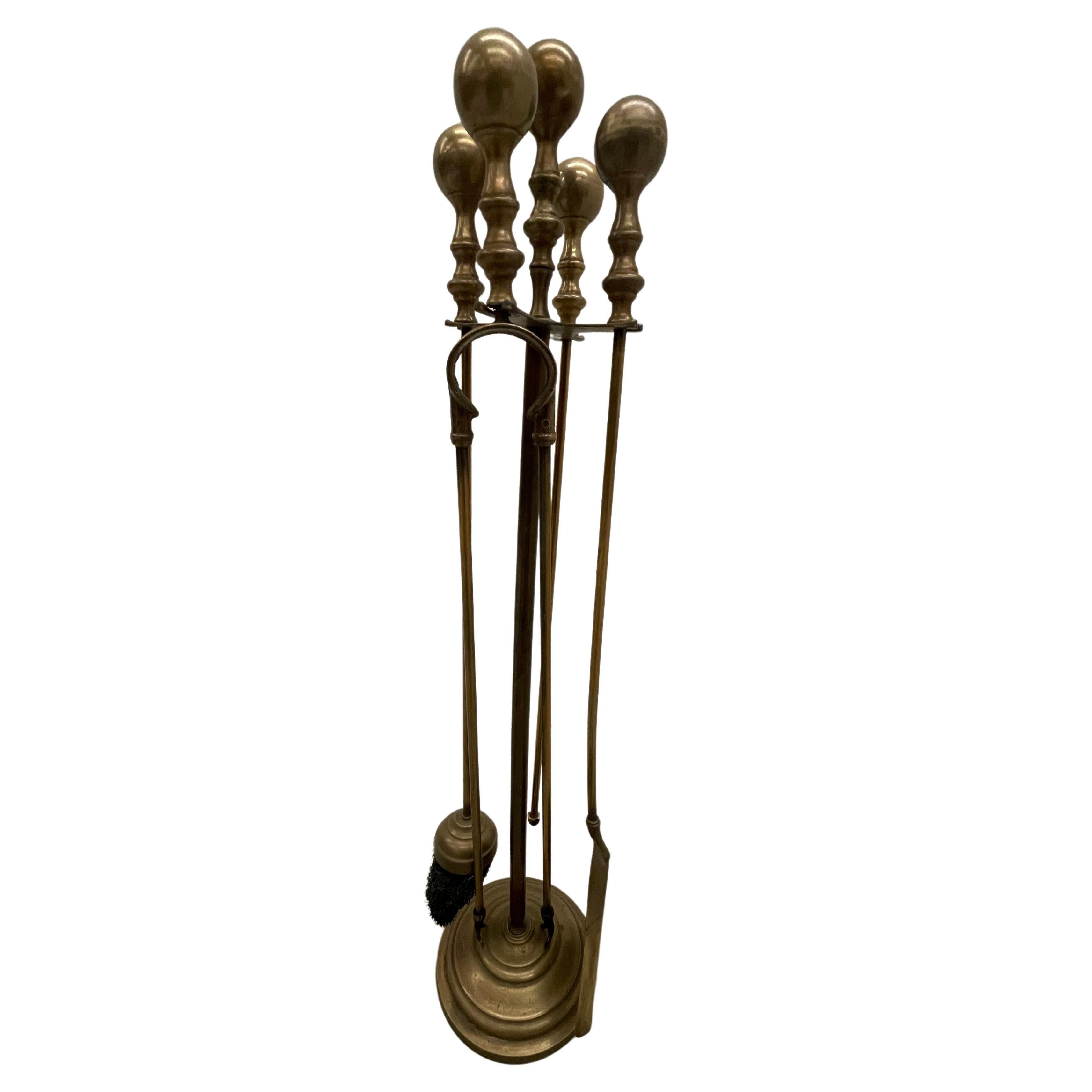 fireplace tools antici heavy brass brass For Sale