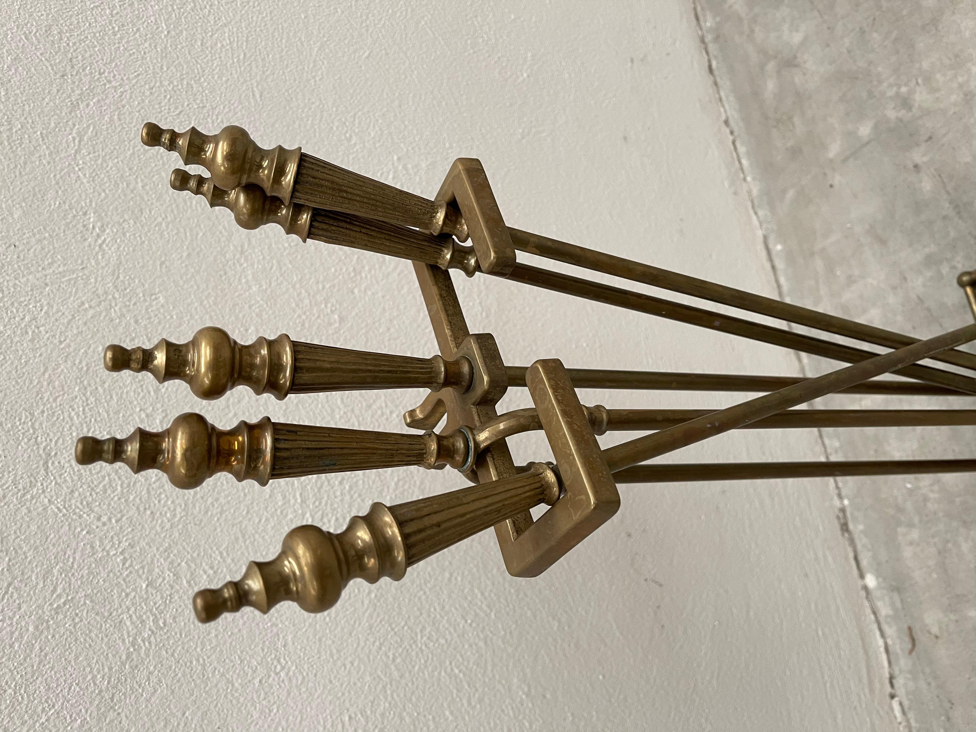 Italian Vintage brass fireplace tools For Sale