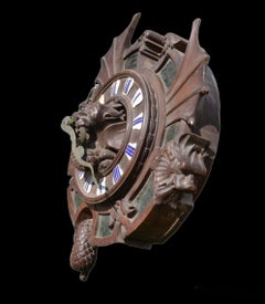 Attri. Gabriel Viardot – Kaminsims aus Nussbaumholz mit Drachen und Fledermaus