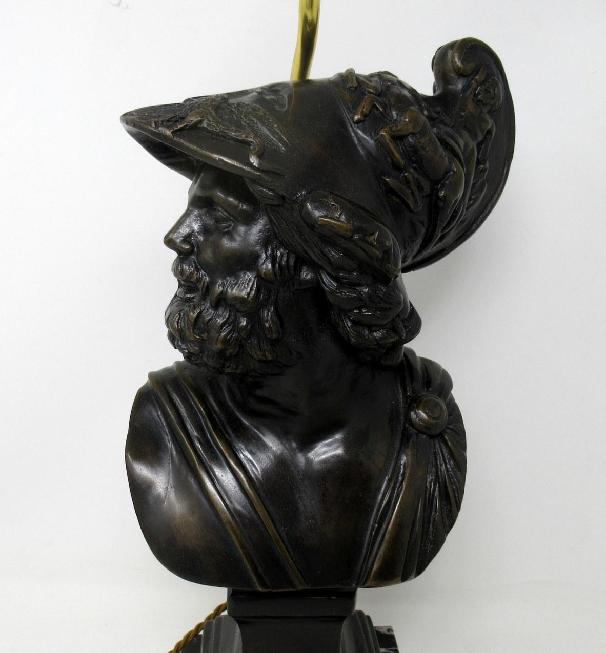 Attrib Benedetto Boschetti Bronze Male Bust of Ajax Greek Lamp Mythological Hero 1