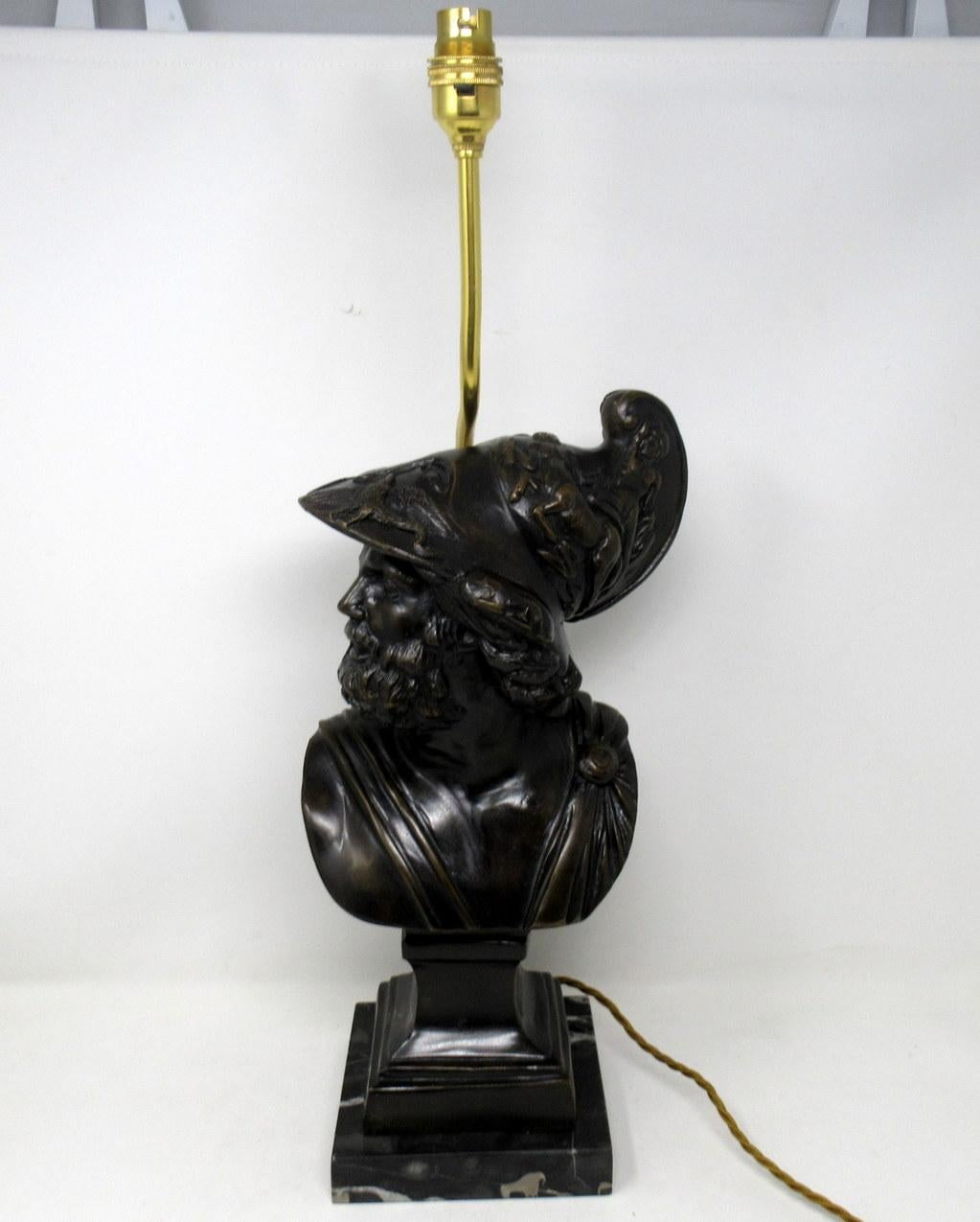 Attrib Benedetto Boschetti Bronze Male Bust of Ajax Greek Lamp Mythological Hero 2