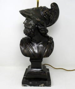 Attrib Benedetto Boschetti Bronze Male Bust of Ajax Greek Lamp Mythological Hero