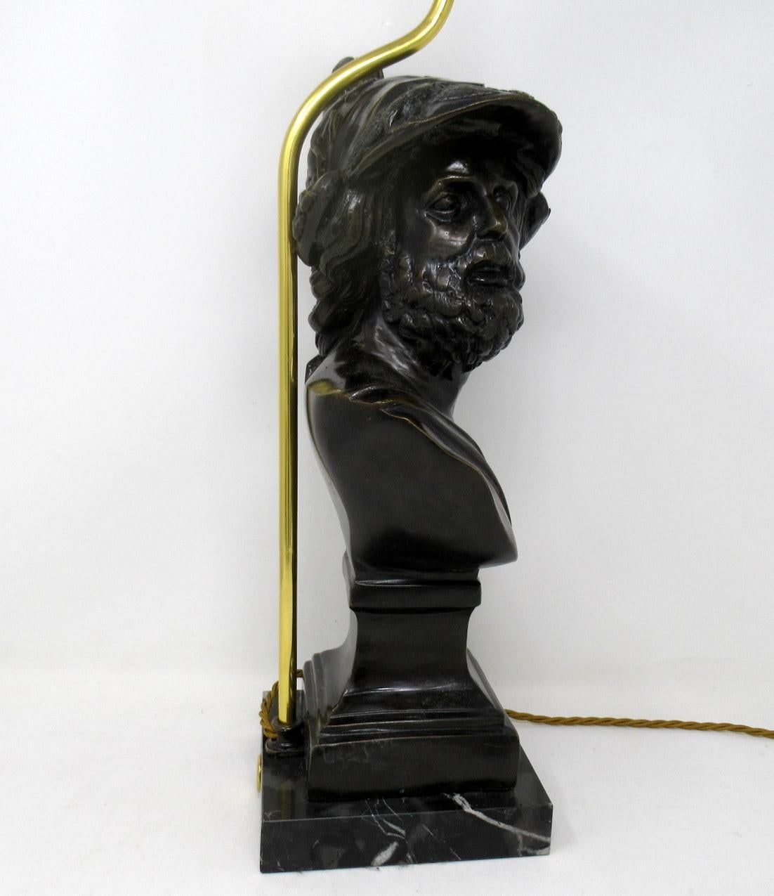 Victorian Attrib Benedetto Boschetti Bronze Male Bust of Ajax Greek Lamp Mythological Hero