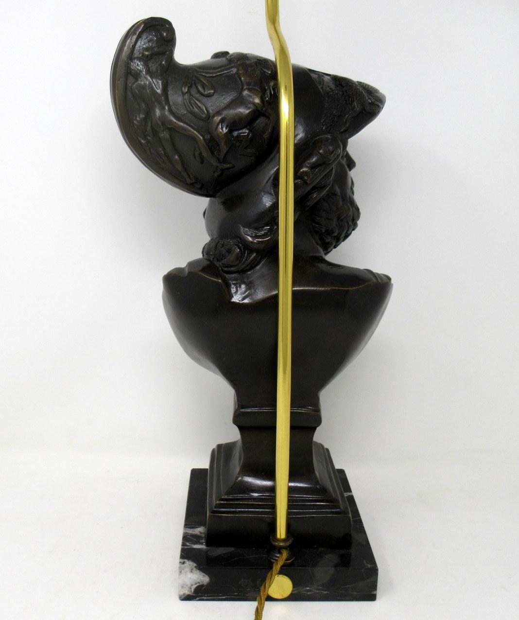 French Attrib Benedetto Boschetti Bronze Male Bust of Ajax Greek Lamp Mythological Hero