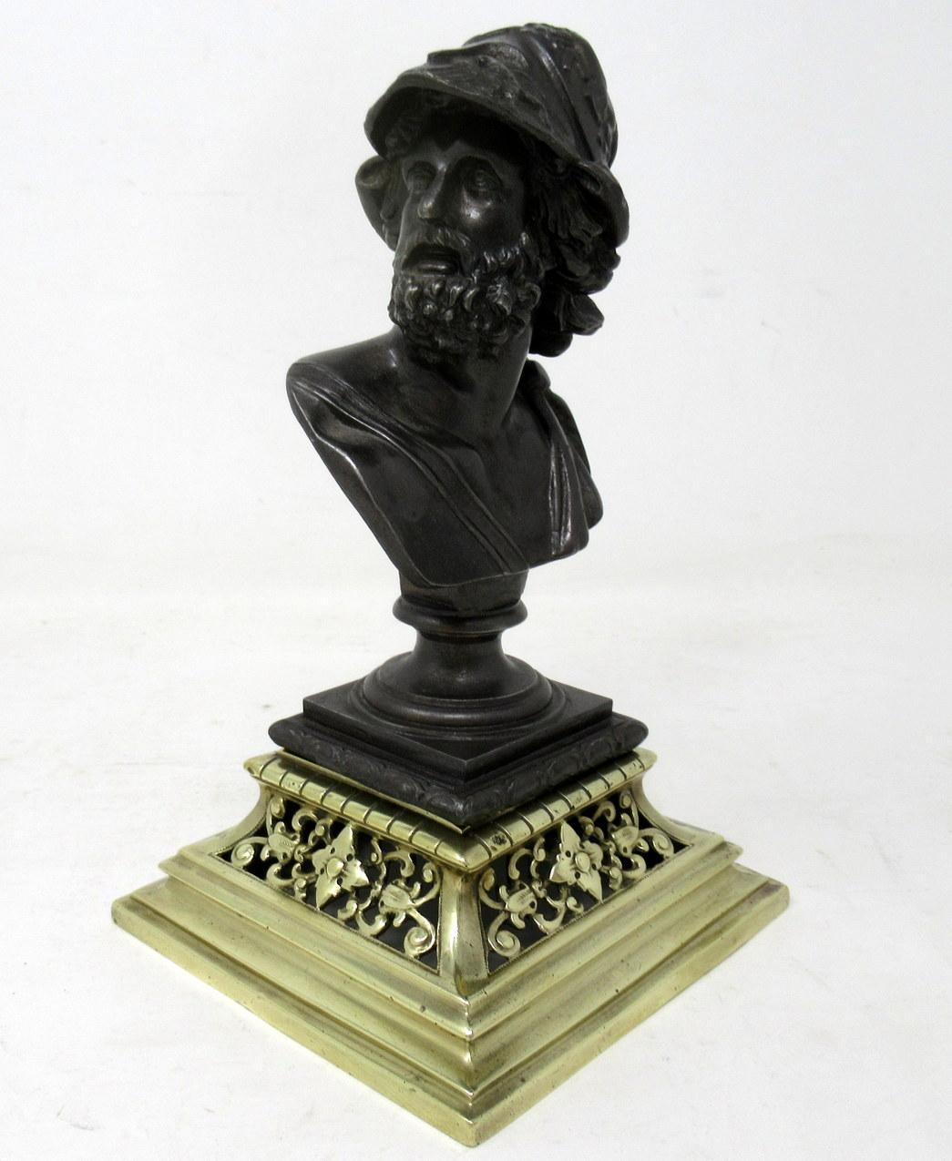 A very impressive & superbly cast patinated bronzed metal bust of Ajax turning to dexter, of compact proportions, after the Antique, attributed to Benedetto Boschetti (1820-1860). Late nineteenth, early twentieth century. 

Wearing a Helmet cast