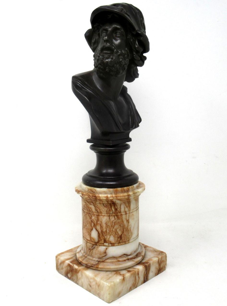 Early Victorian Attrib. Benedetto Boschetti Fine Bronzed Male Bust Ajax Greek Mythological Hero For Sale