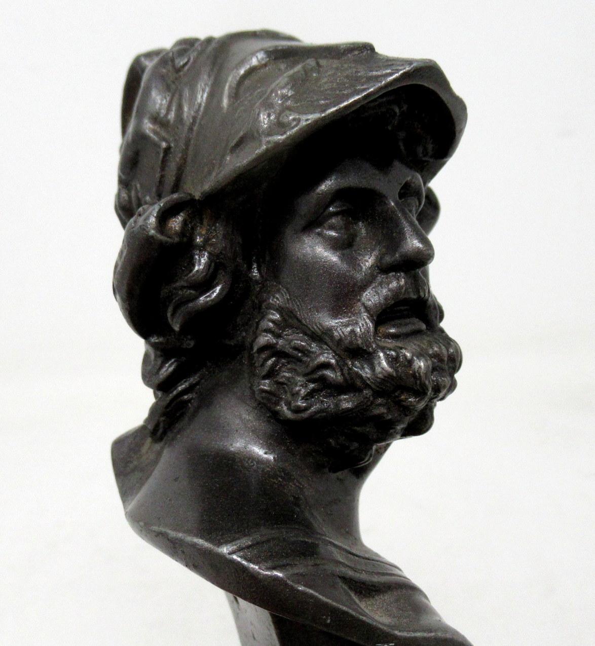 French Attrib. Benedetto Boschetti Fine Bronzed Male Bust Ajax Greek Mythological Hero For Sale