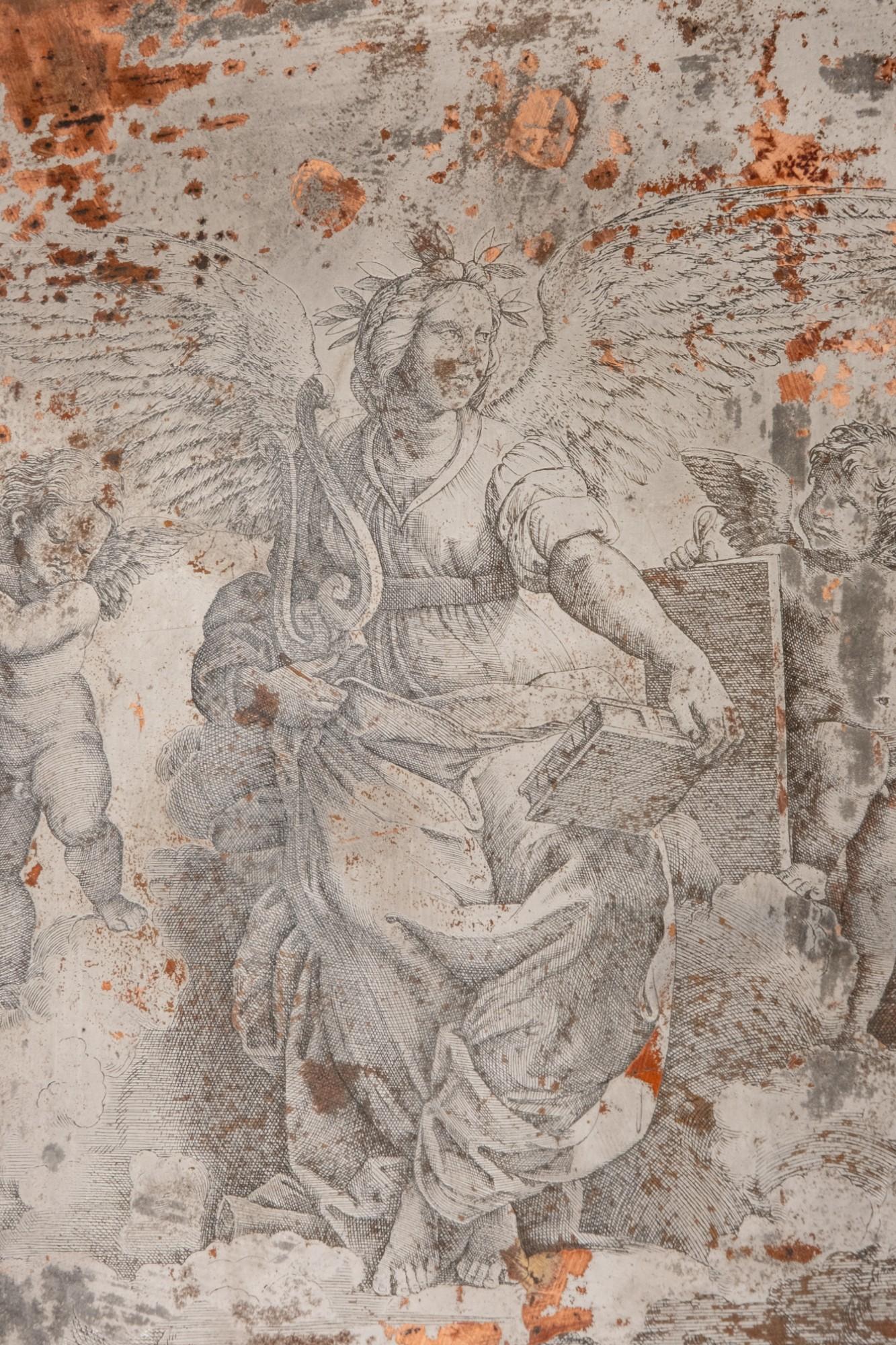 Attribut. Eduard Baldus Kupferdruckplatte mit dem Titel „Der Frieden“ (Französisch) im Angebot