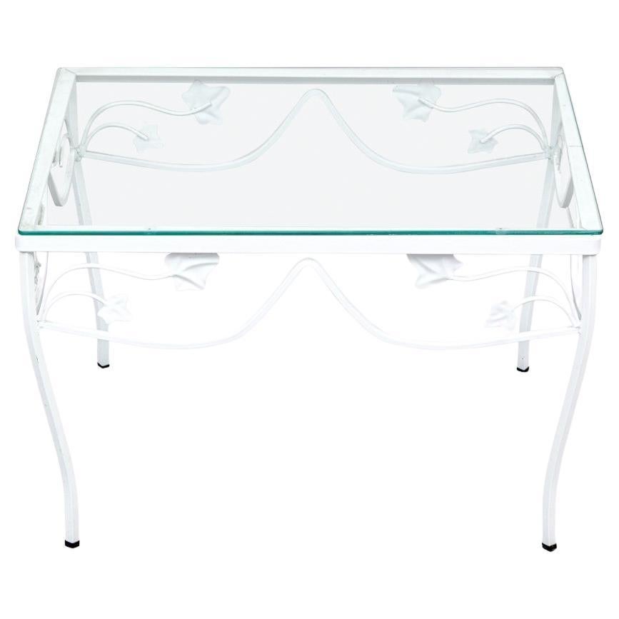 Attrib. John Salterini, Mid-Century Garden Side Table With Glass Top