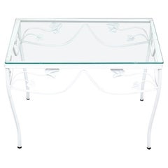 Attrib. John Salterini, Mid-Century Garden Side Table With Glass Top Attrib. John Salterini, Mid-Century Garden Side Table With Glass Top