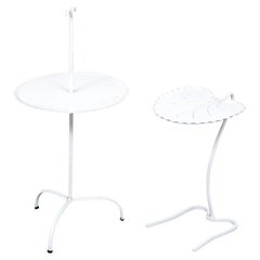 Attrib. John Salterini Two Mid Century Wrought Iron Garden Accent Tables