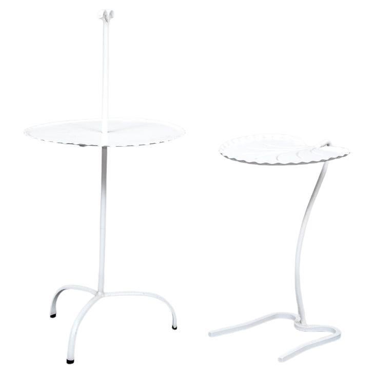 Attrib. John Salterini Two Mid Century Wrought Iron Garden Accent Tables