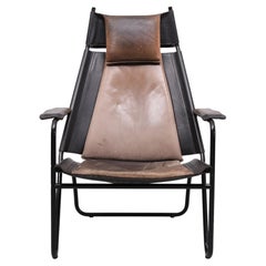 Vintage attrib Lina Bo Bardi Leather lounge chair Brazil 