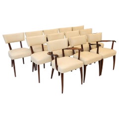 Attrib. Paolo Buffa Dining Chairs Mahogany and Leather, Midcentury, 1940s