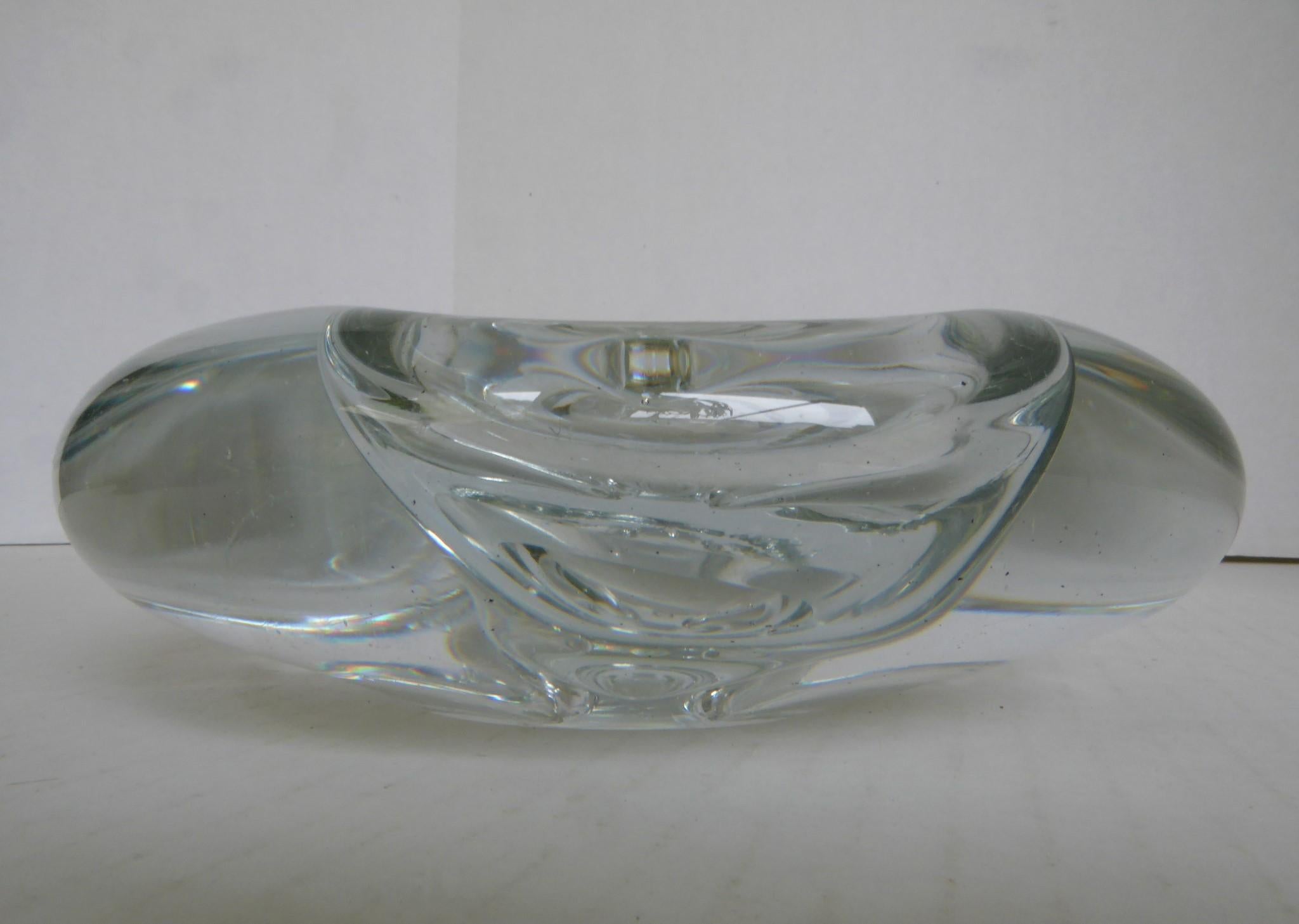 Art Glass Attrib. Per Lutken Holmegaard Denmark Heavy Space Age Modern Glass Ashtray Bowl  For Sale
