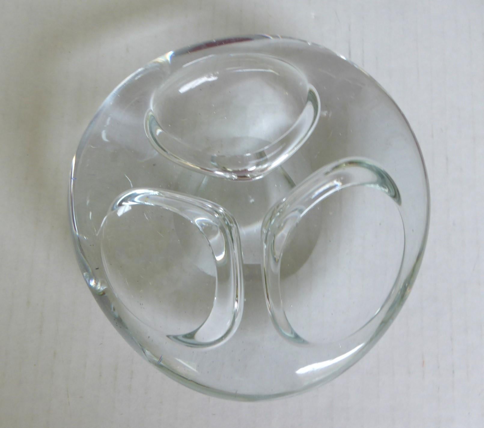 Mid-Century Modern Attrib. Per Lutken Holmegaard Denmark Heavy Space Age Modern Glass Ashtray Bowl  For Sale
