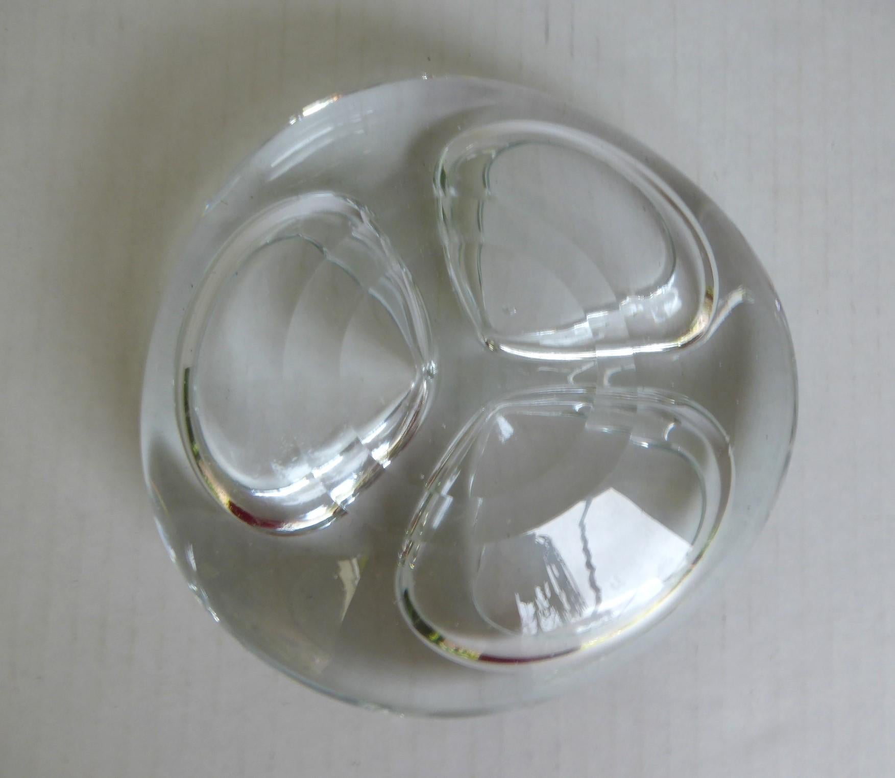 Hand-Crafted Attrib. Per Lutken Holmegaard Denmark Heavy Space Age Modern Glass Ashtray Bowl  For Sale