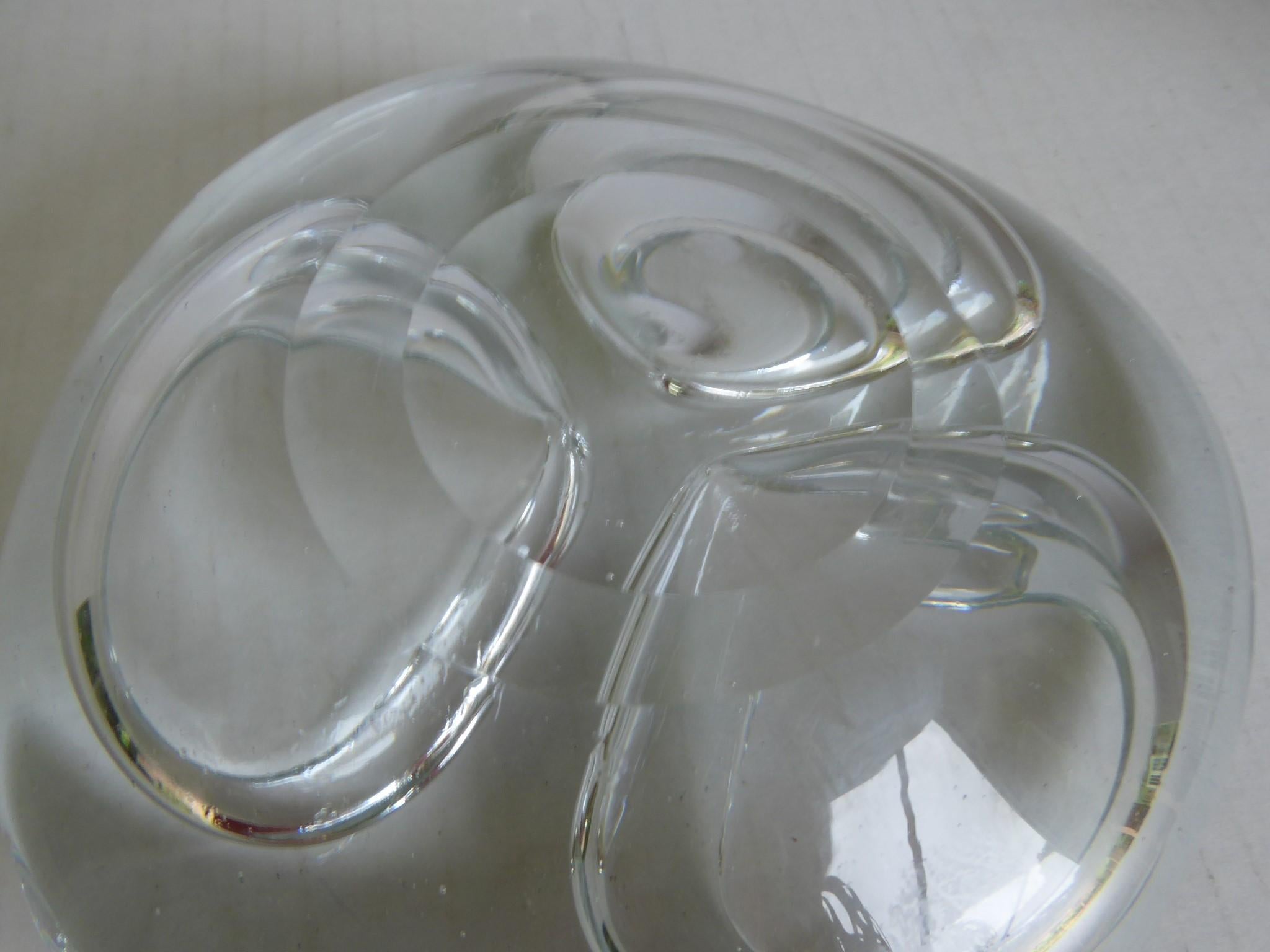 Attrib. Per Lutken Holmegaard Denmark Heavy Space Age Modern Glass Ashtray Bowl  In Good Condition For Sale In Miami, FL