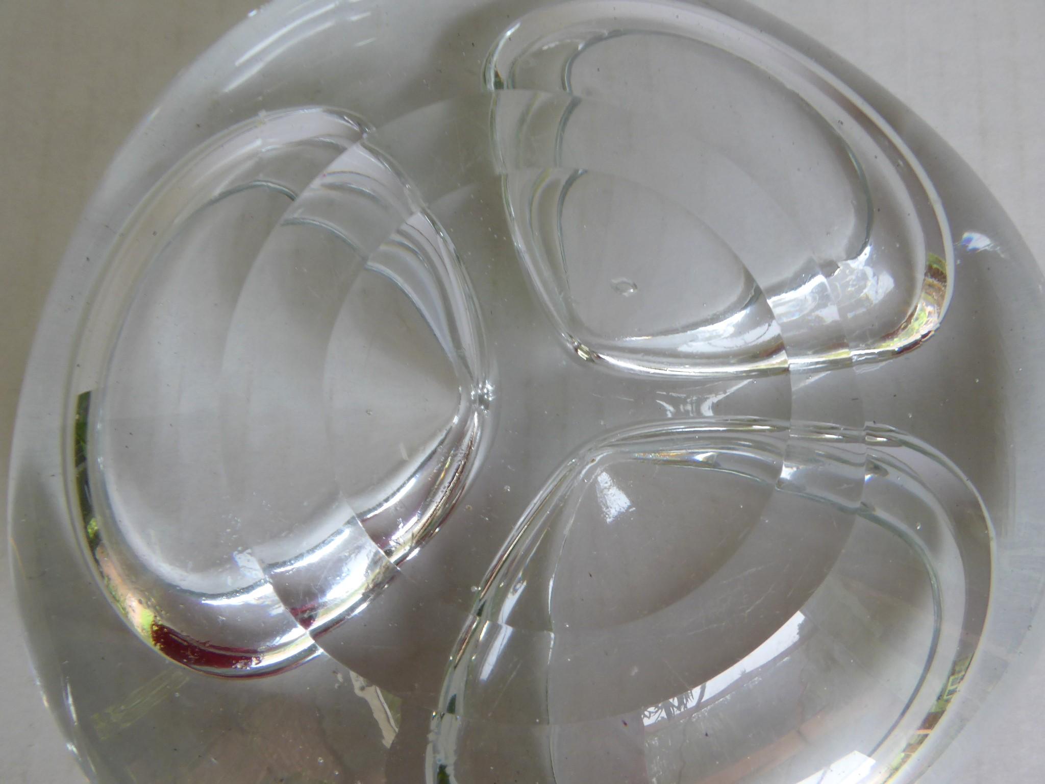 Mid-20th Century Attrib. Per Lutken Holmegaard Denmark Heavy Space Age Modern Glass Ashtray Bowl  For Sale