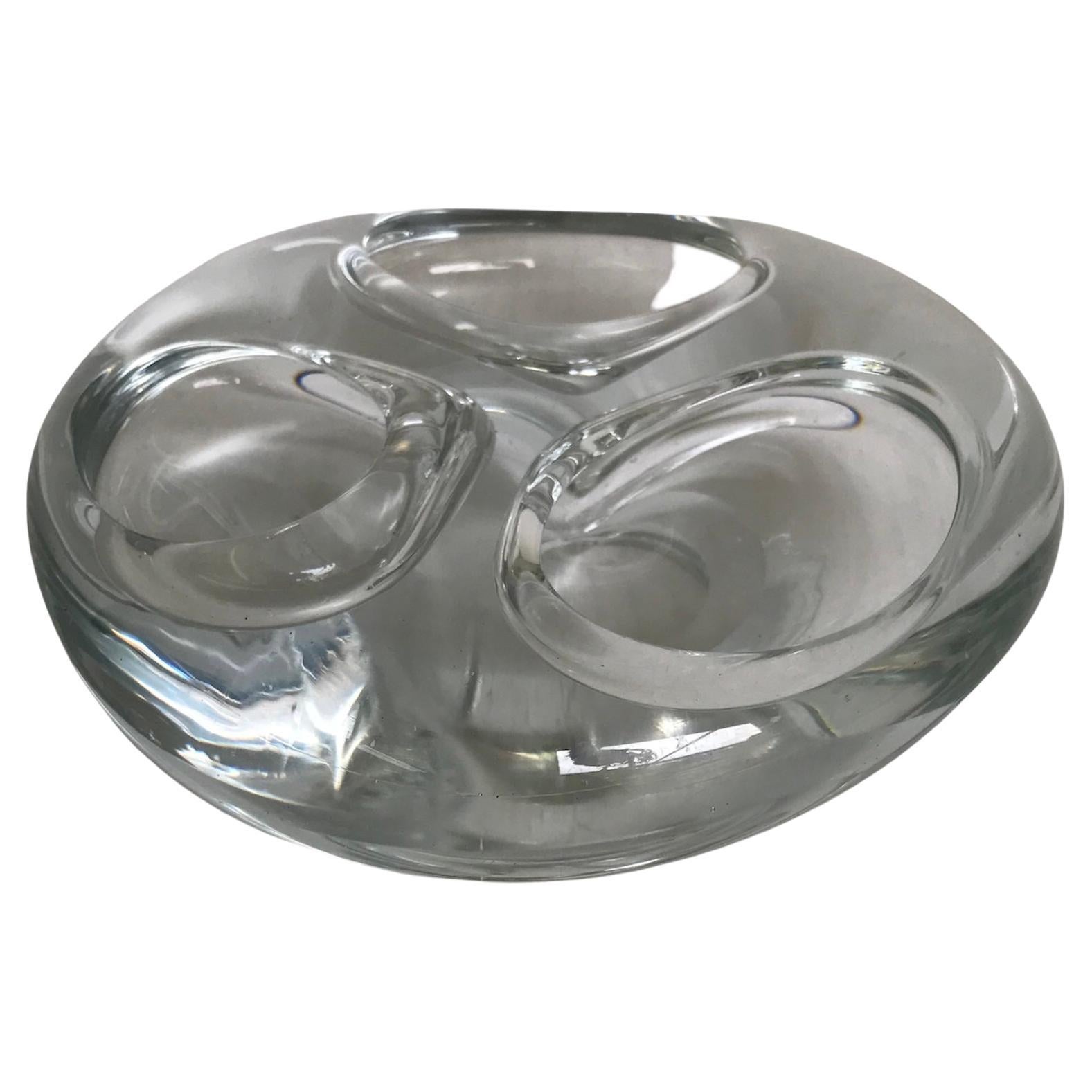 Attrib. Per Lutken Holmegaard Denmark Heavy Space Age Modern Glass Ashtray Bowl  For Sale