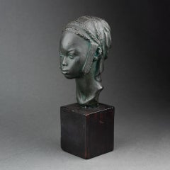 Attrib. to Anna Quinquaud : "African tribal woman bust" - Plaster - C.1970