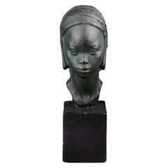 Attrib. to Anna Quinquaud : "African tribal woman bust" - Plaster - C.1970