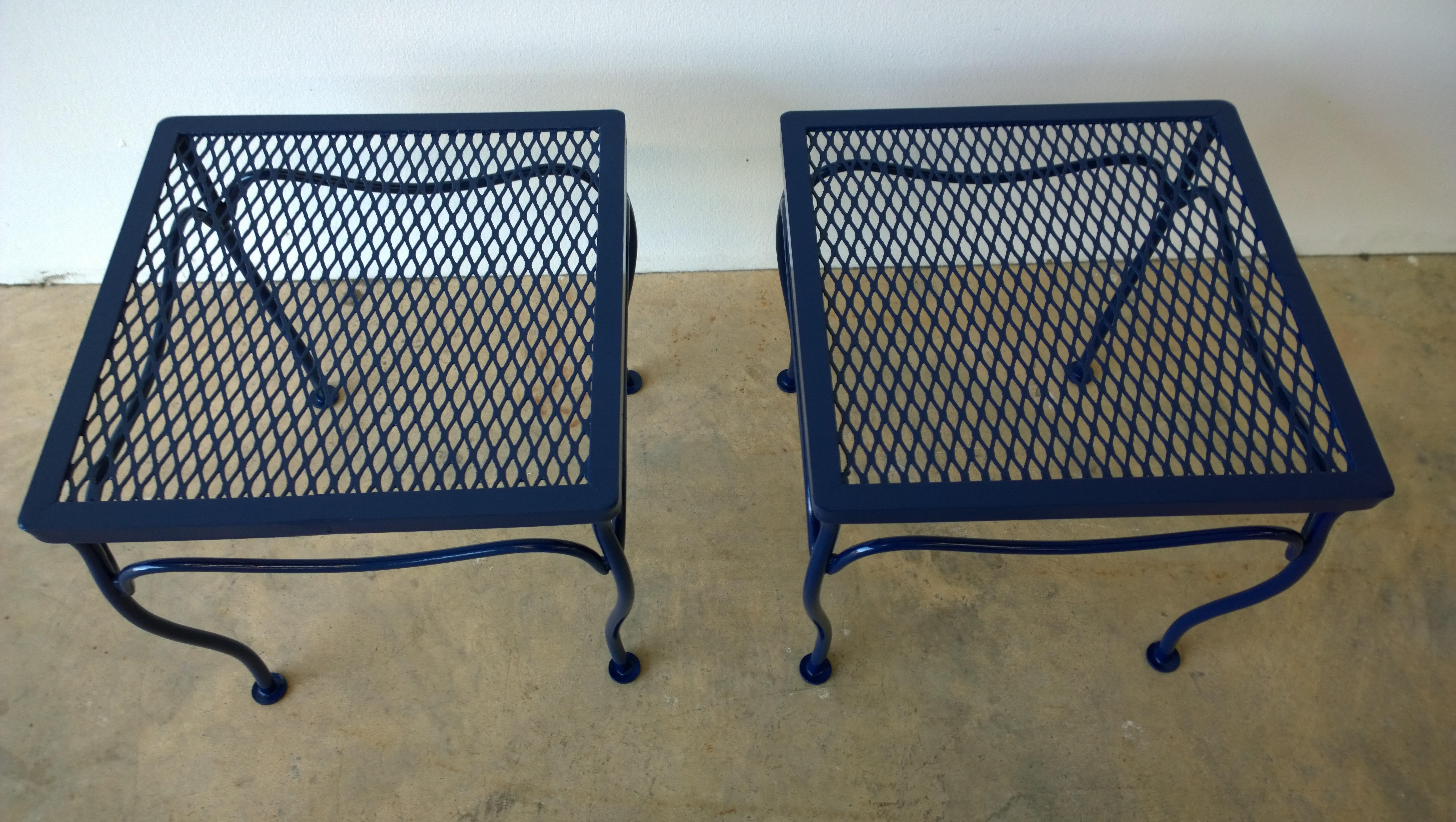 blue wrought iron patio furniture