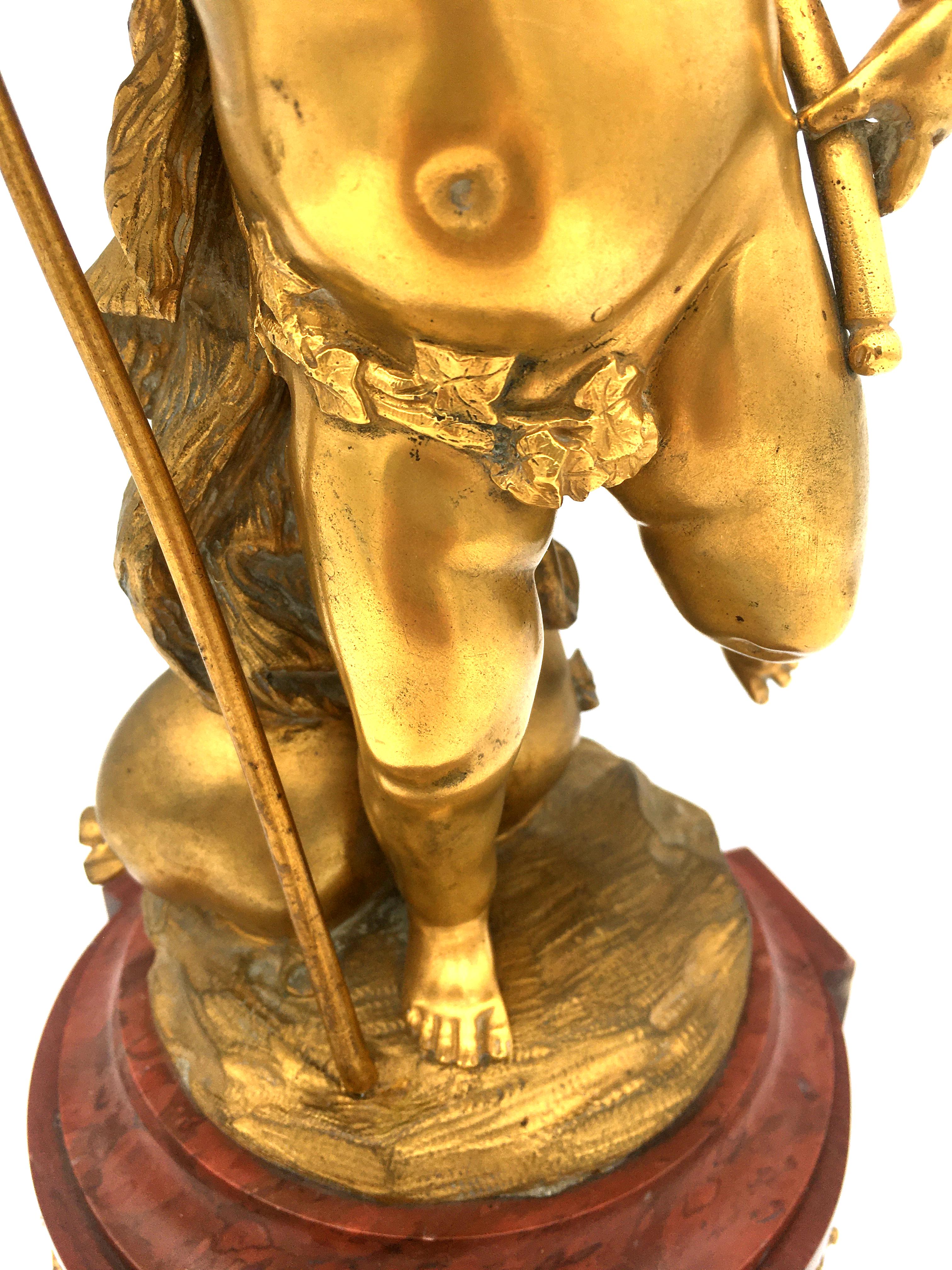CLODION - Paire de candélabres en bronze doré et marbre rouge avec Putti - 19ème France en vente 6