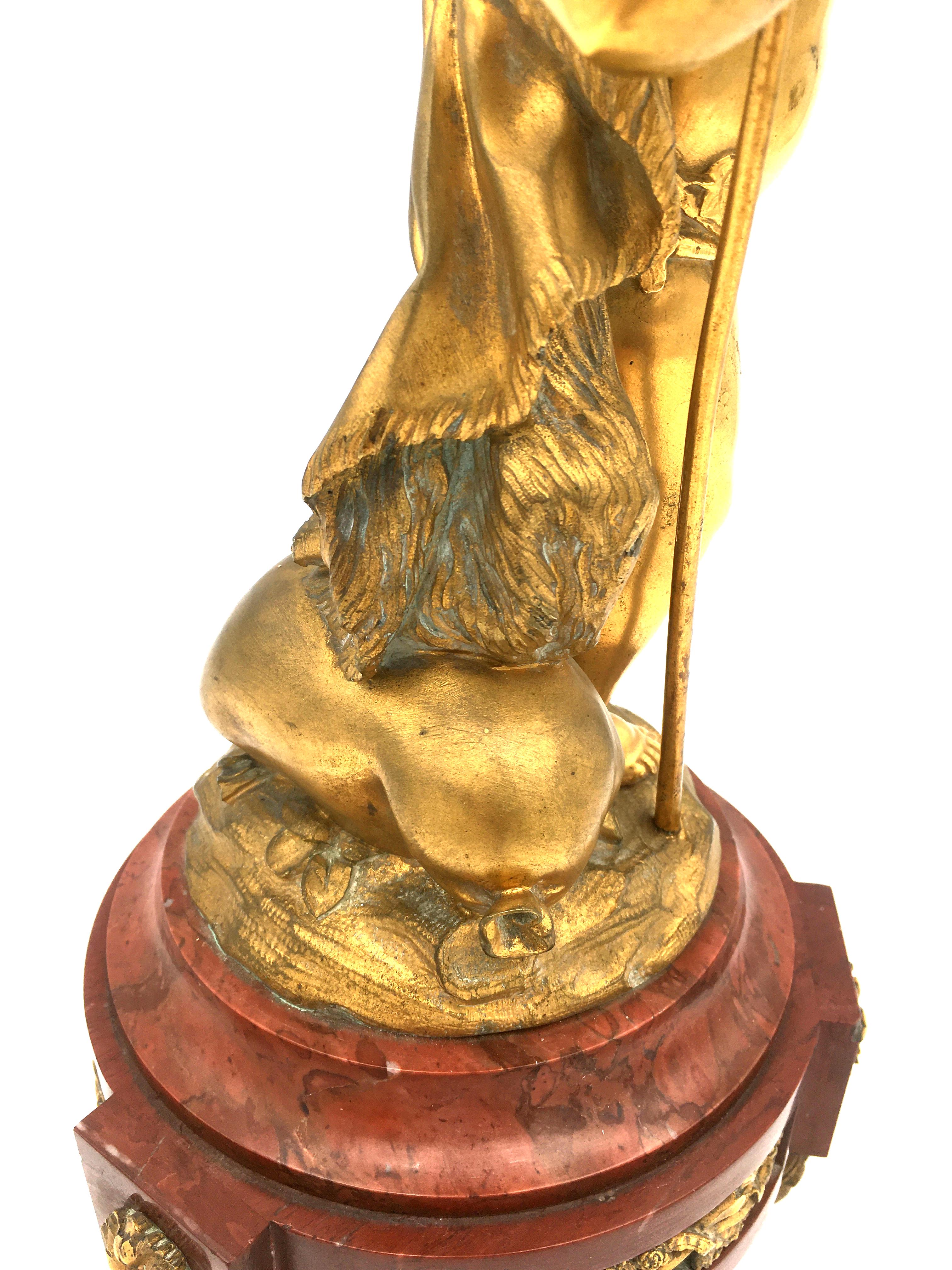 CLODION - Paire de candélabres en bronze doré et marbre rouge avec Putti - 19ème France en vente 9