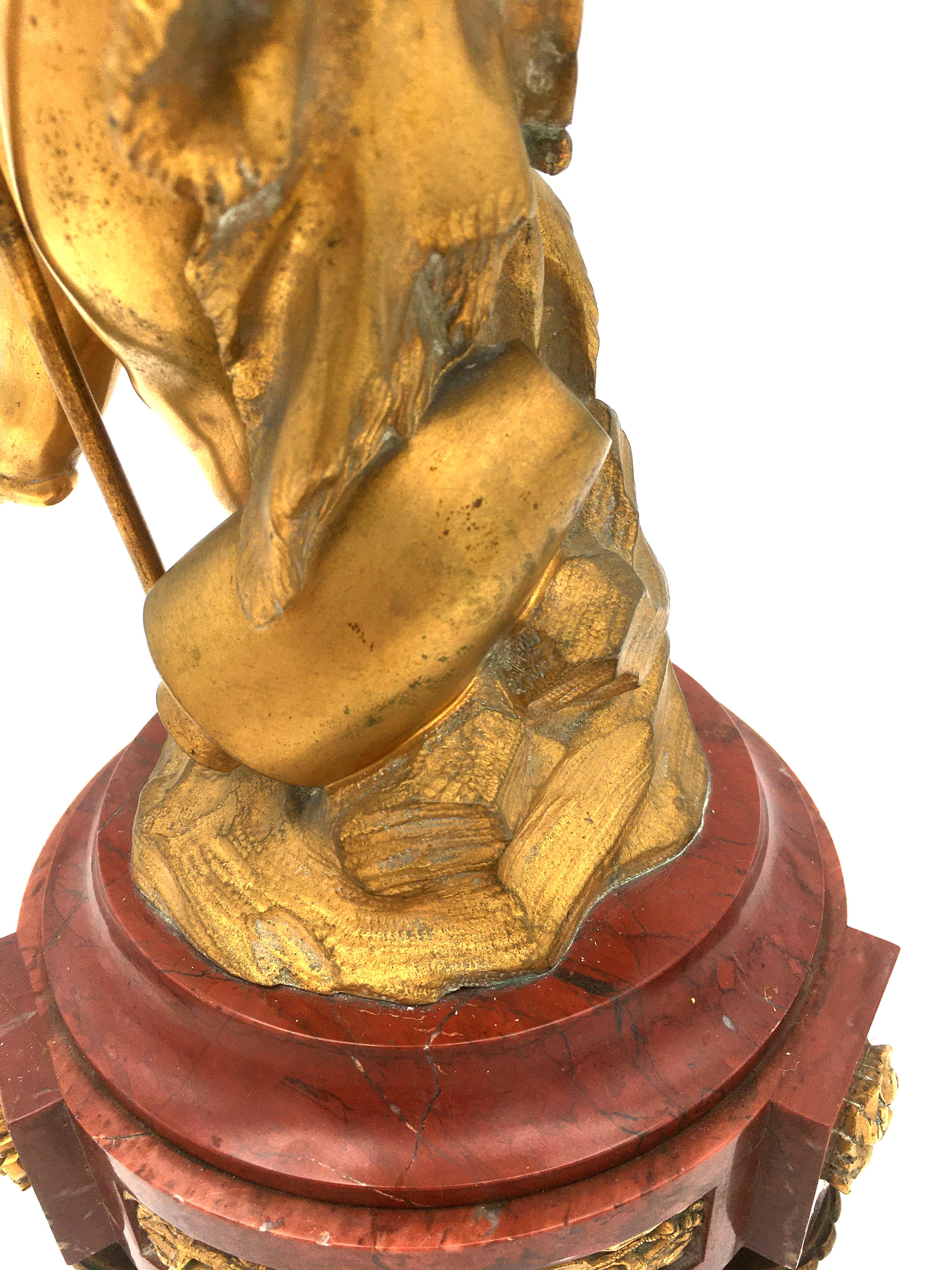 CLODION - Paire de candélabres en bronze doré et marbre rouge avec Putti - 19ème France Bon état - En vente à Beuzevillette, FR