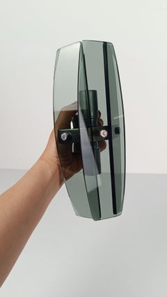 Attributable to VECA Pair of Sconces in Chrome and Smoked Green Glass , 70s