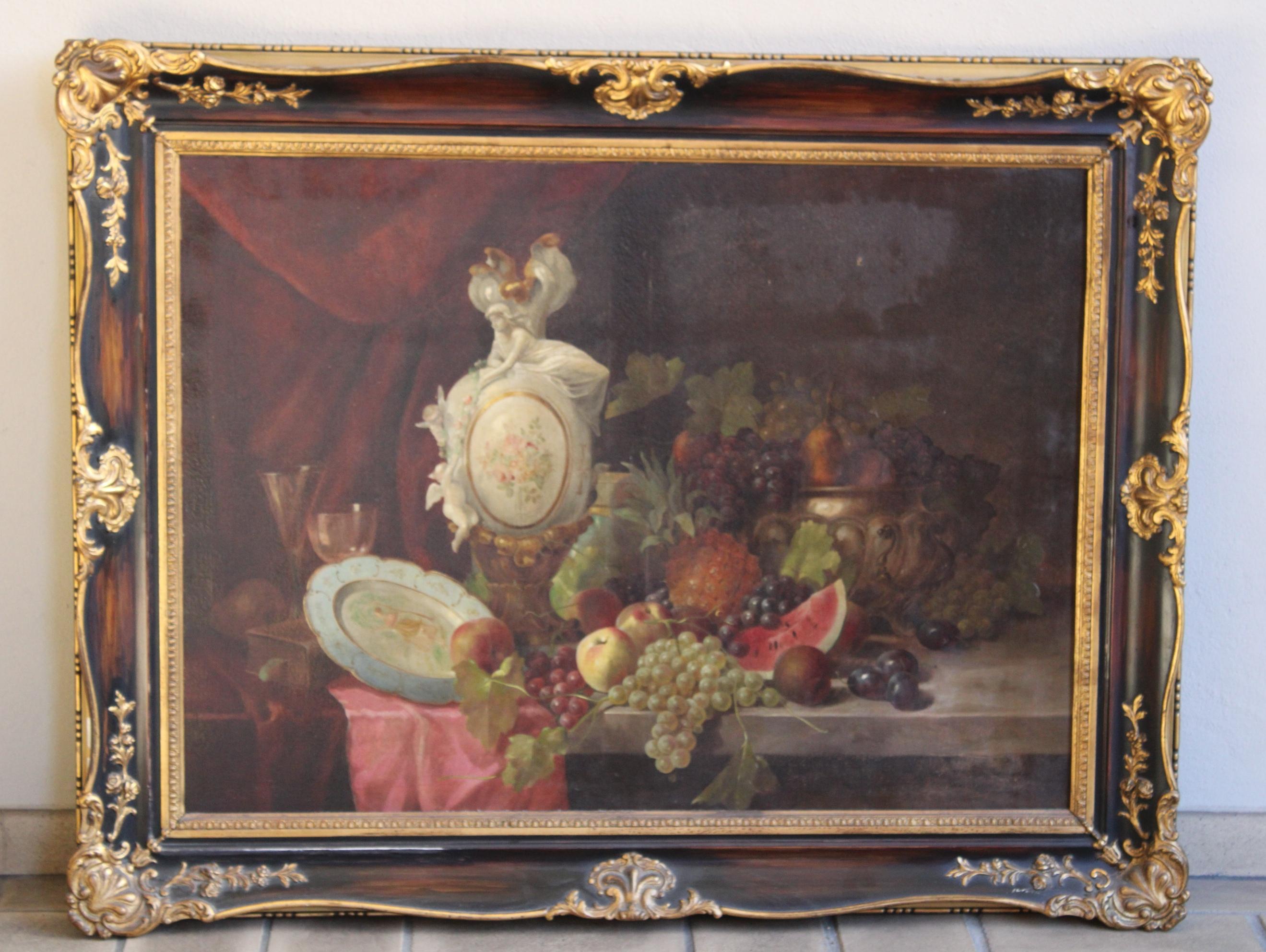 Alois Zabehlicky 'Vienna 1883-1962'Still Life with Roses and Fruits For Sale 10