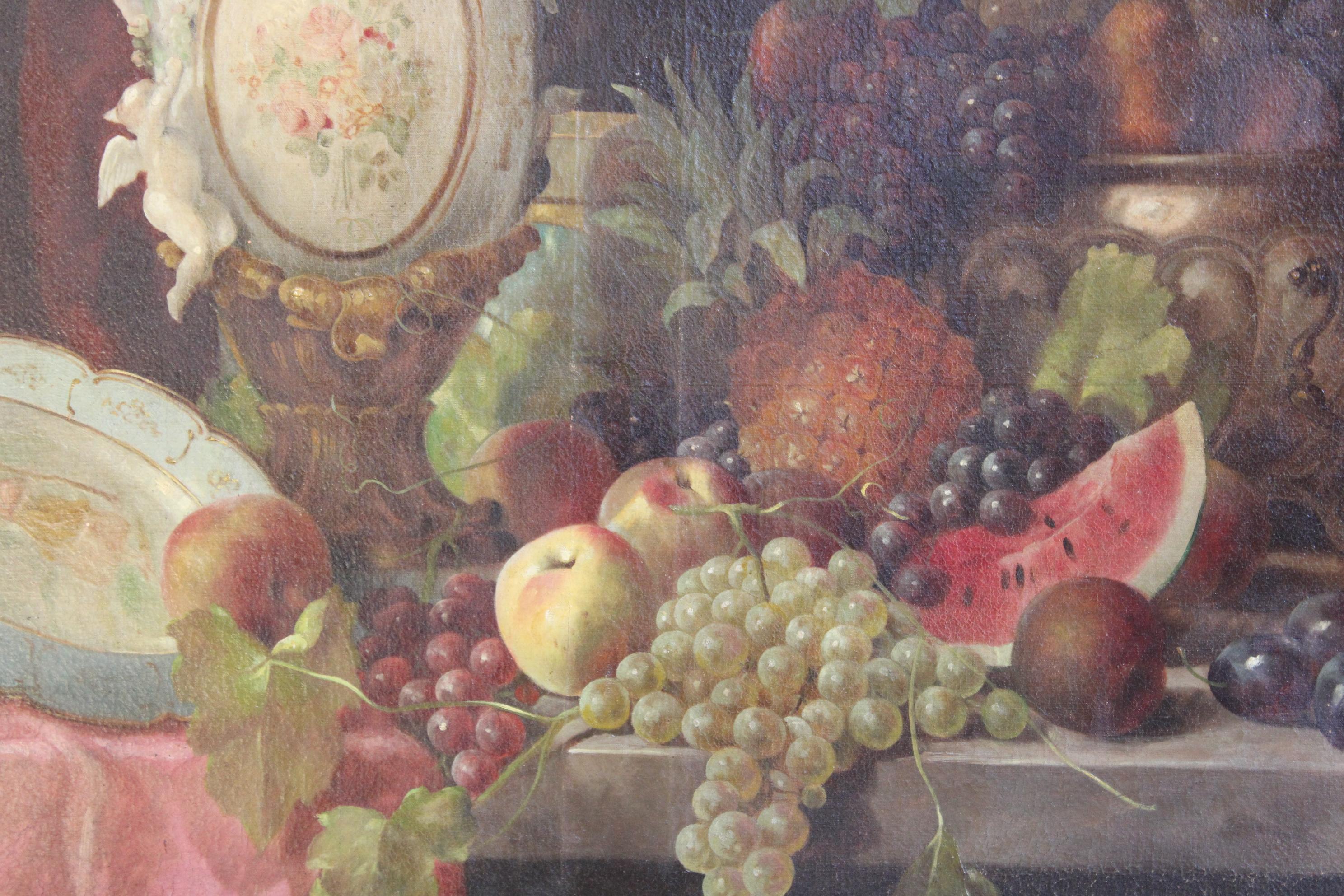 Alois Zabehlicky 'Vienna 1883-1962'Still Life with Roses and Fruits For Sale 12