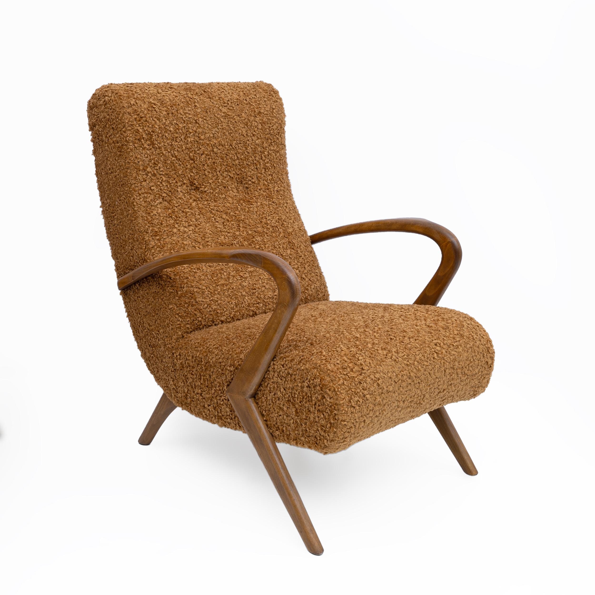 Mid-20th Century Attribute to Paolo Buffa Mid-century Modern Italian Bouclè Armchairs, Pair