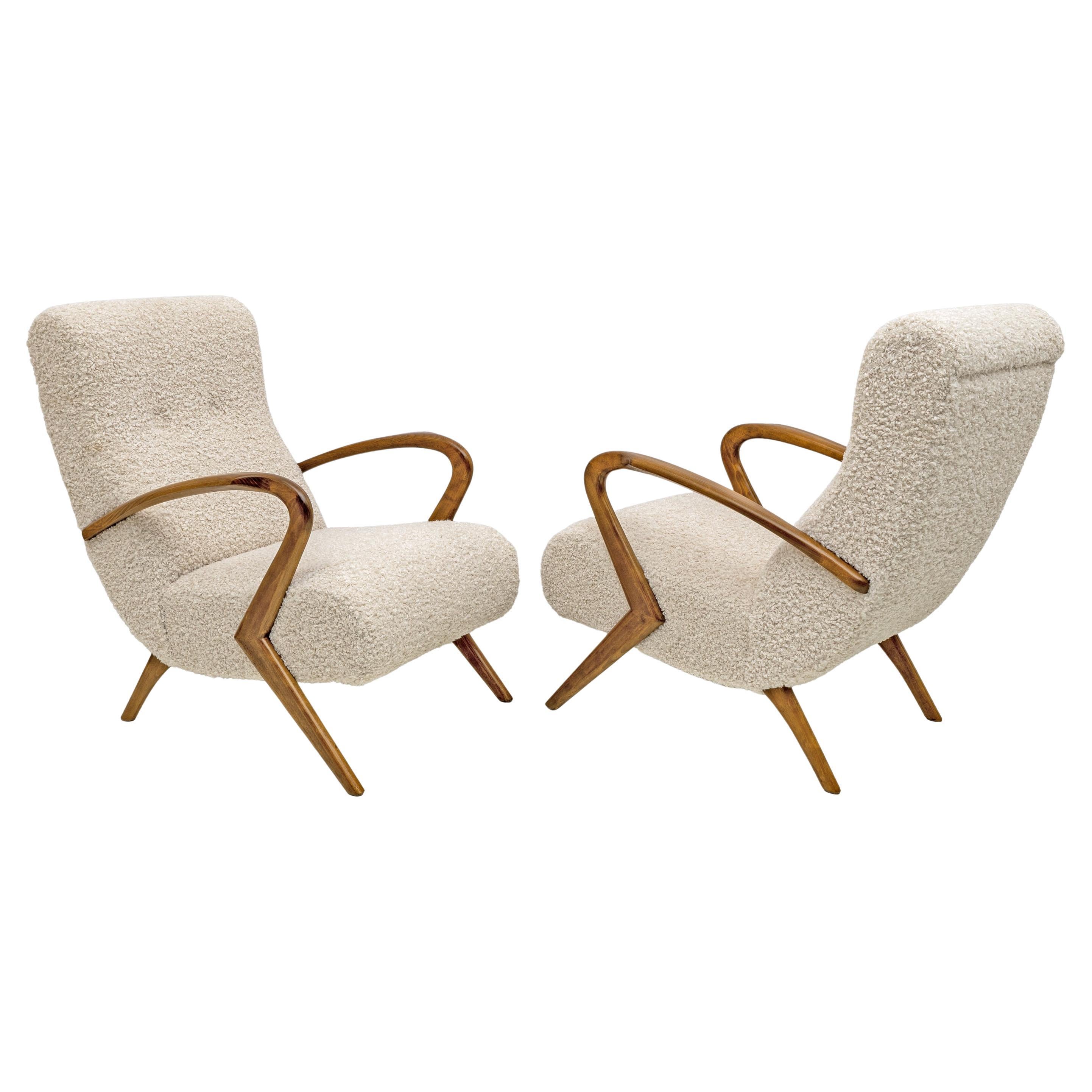 Attribute to Paolo Buffa Mid-century Modern Italian Bouclè Armchairs, Pair