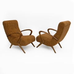 Attribut à Paolo Buffa Fauteuils Bouclè italiens modernes du milieu du siècle, paire