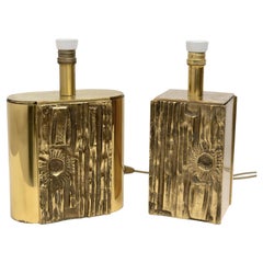 Attributed Angelo Brotto Mid-century Modern Brass Table Lamps by Esperia, Pair
