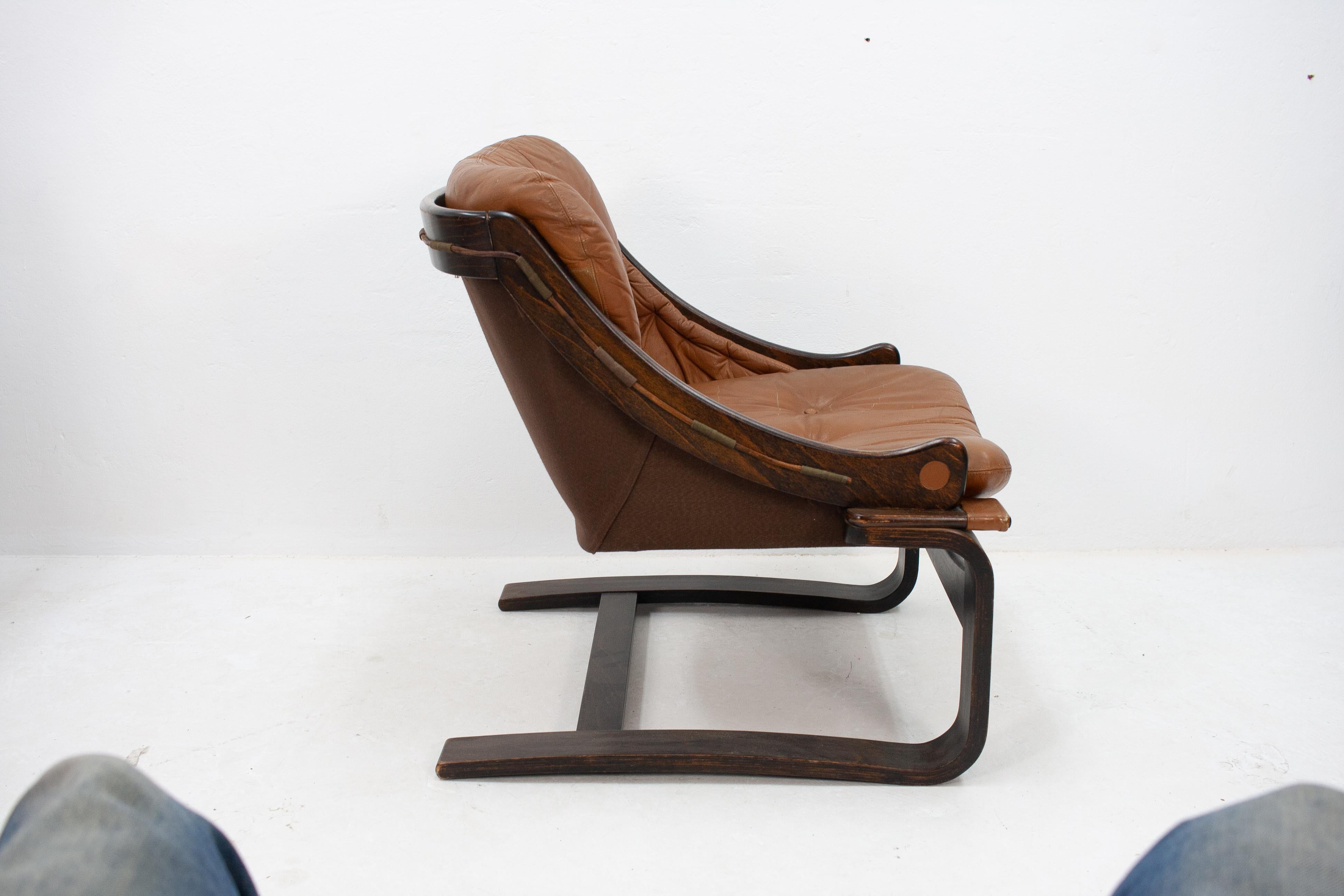 Danish Attributed Arne Norell Leather Lounge Chair